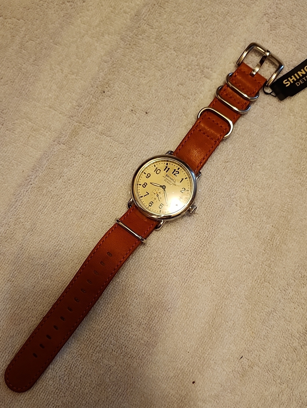 Shinola Argonite Orangish Brown Leather Strap Men's Watch